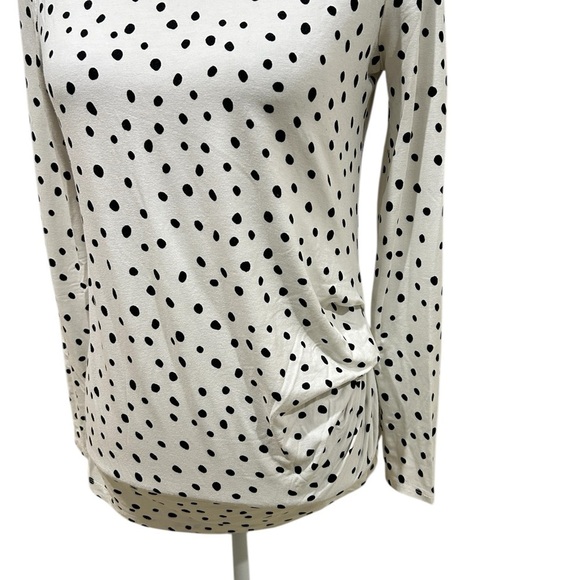 A pea in the pod black/white polka dot long sleeved side ruched top size small - Picture 4 of 11